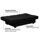 Sofá Cama Laila Com Pés Em Alumínio Suede Amassado Preto
