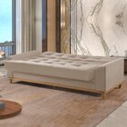 Sofá Cama Living Reclinável 223cm Pés Em Madeira Maciça Lyon