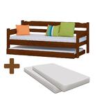 Sofá Cama Madeira Com Auxiliar E 2 Colchões Castanho Nemargi