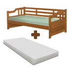 Sofá Cama Madeira Maciça Com Colchão Solteiro Imbuia Shop Jm