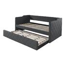 Sofá Cama Madeira Maciça Veludo Solteiro Com Auxiliar Cinza O