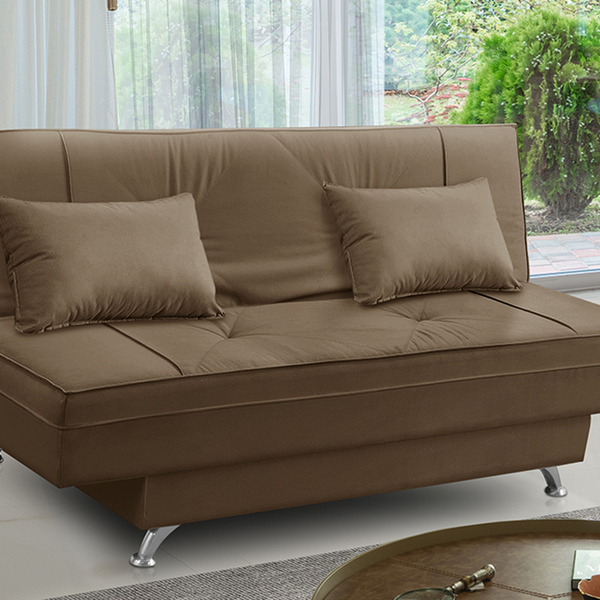 Sofá Cama Maite 1,80m 3 Lugares Suede Marrom Adonai Estofados Leroy