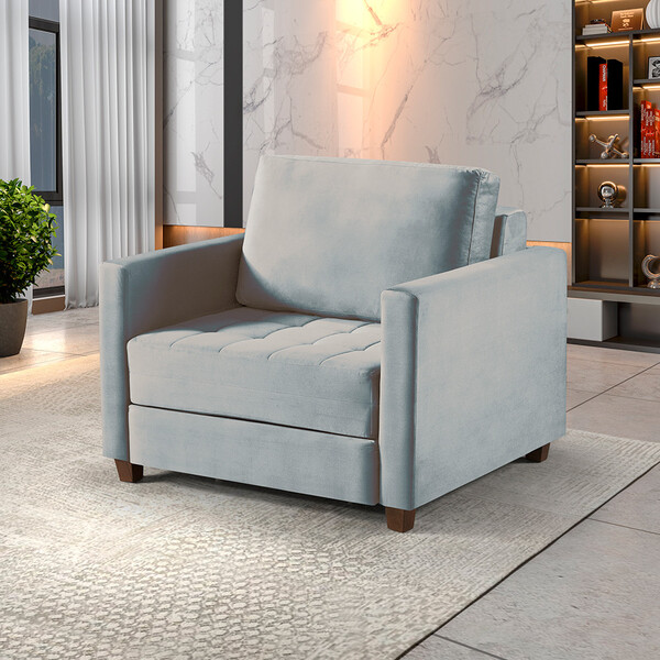 Sofá Cama Marcelle 1 Lugar 100 Solteiro Veludo Paris Pés De M