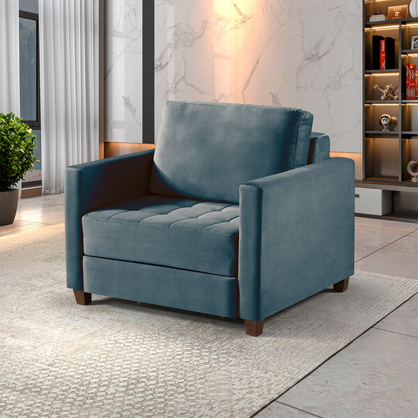 Sofá Cama Marcelle 1 Lugar 100 Solteiro Veludo Paris Pés De M