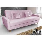 Sofá Cama Pâmela E 2 Almofadas Veludo Turkey Rosa