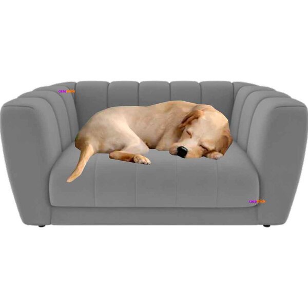 Sofá Cama Para Pets Abel Cachorros E Gatos Veludo Cinza Claro