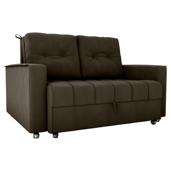 Sofá Cama Para Sala De Estar Cross Veludo Maserati Marrom | Leroy