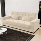 Sofá Cama Para Sala De Estar Lisboa Suede Bege - Ibiza