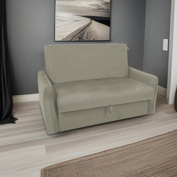 Sofá Cama Para Sala De Estar Zaia Com Baú Veludo Matrix