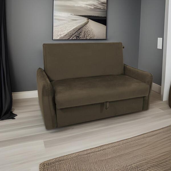 Sofá Cama Para Sala De Estar Zaia Com Baú Veludo Matrix