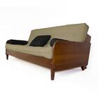 Sofá Cama Paris Acquablock Bege Madeira Maciça Cor Imbuia