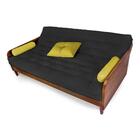 Sofá Cama Paris Acquablock Preto Madeira Maciça Cor Imbuia