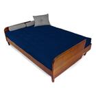 Sofá Cama Paris Azul Royal Madeira Maciça Cor Imbuia