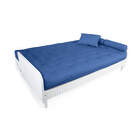 Sofá Cama Paris Ripado Branco Acquablock Azul Royal Madeira N