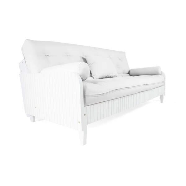 Sofá Cama Paris Ripado Branco Acquablock Branco Off Madeira N