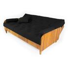 Sofá Cama Paris Ripado Sarja Preto Madeira Nobre