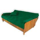 Sofá Cama Paris Ripado Sarja Verde Bandeira Madeira Nobre