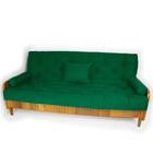 Sofá Cama Paris Ripado Sarja Verde Bandeira Madeira Nobre