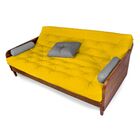 Sofá Cama Paris Sarja Amarelo Madeira Nobre Cor Imbuia