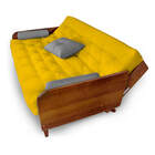 Sofá Cama Paris Sarja Amarelo Madeira Nobre Cor Imbuia