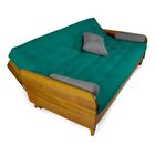 Sofá Cama Paris Sarja Azul Turquesa Madeira Maciça Alto Padrão