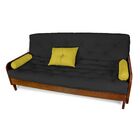 Sofá Cama Paris Sarja Preto Madeira Nobre Cor Imbuia