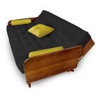 Sofá Cama Paris Sarja Preto Madeira Nobre Cor Imbuia