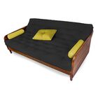 Sofá Cama Paris Sarja Preto Madeira Nobre Cor Imbuia