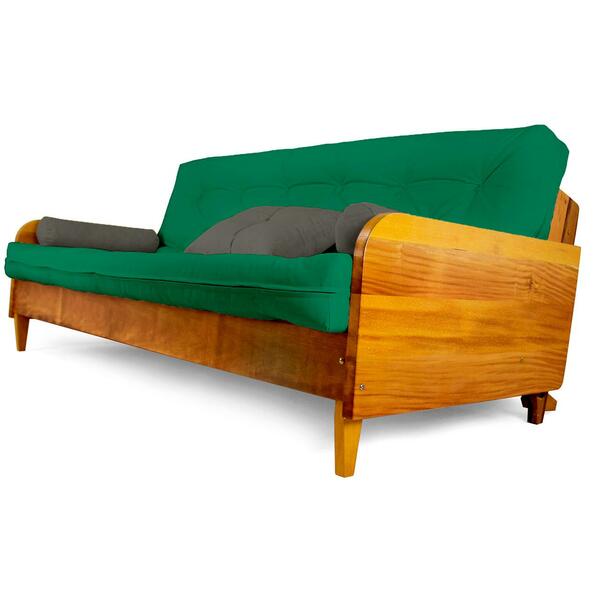 Sofá Cama Paris Sarja Verde Bandeira Madeira Maciça Alto Padr