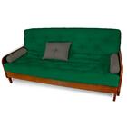 Sofá Cama Paris Sarja Verde Bandeira Madeira Nobre Cor Imbuia