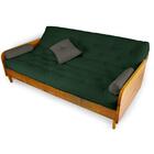 Sofá Cama Paris Sarja Verde Militar Madeira Maciça Alto Padrão