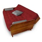 Sofá Cama Paris Sarja Vermelho Carmim Madeira Nobre Cor Imbuia