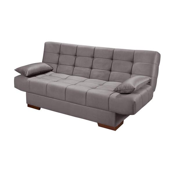 Sofá Cama Premium Retrátil Estofado Espuma D26 Chumbo
