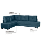 Sofá Cama Rafaela Modulado De Canto - Suede Penna Azul