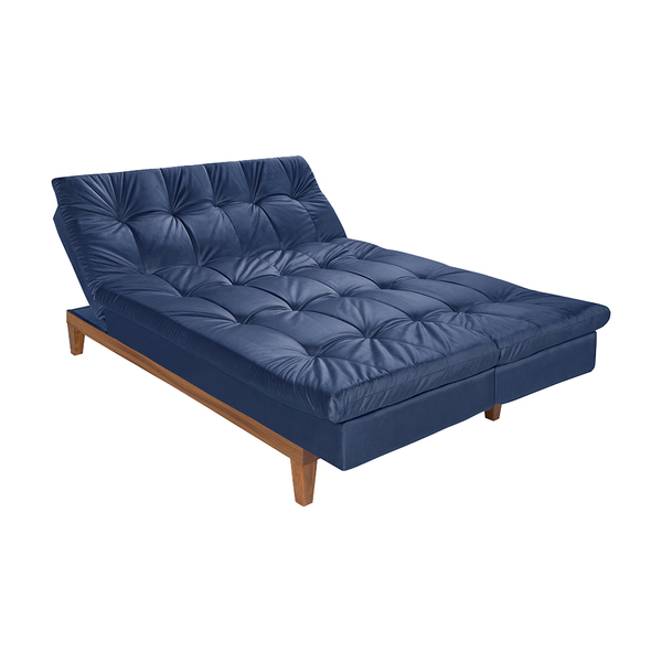 Sofá Cama Reclinável 2 Lugares Change Veludo Azul G30 - Gran