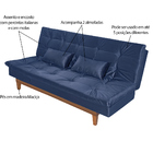Sofá Cama Reclinável 2 Lugares Change Veludo Azul G30 - Gran