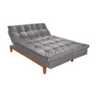Sofá Cama Reclinável 2 Lugares Change Veludo Cinza G30 - Gran