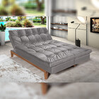 Sofá Cama Reclinável 2 Lugares Change Veludo Cinza G30 - Gran