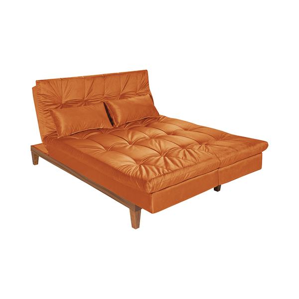 Sofá Cama Reclinável 2 Lugares Change Veludo Terracota G30 -