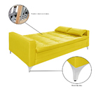 Sofá Cama Reclinável 2 Lugares Practicus Veludo Amarelo G30 -