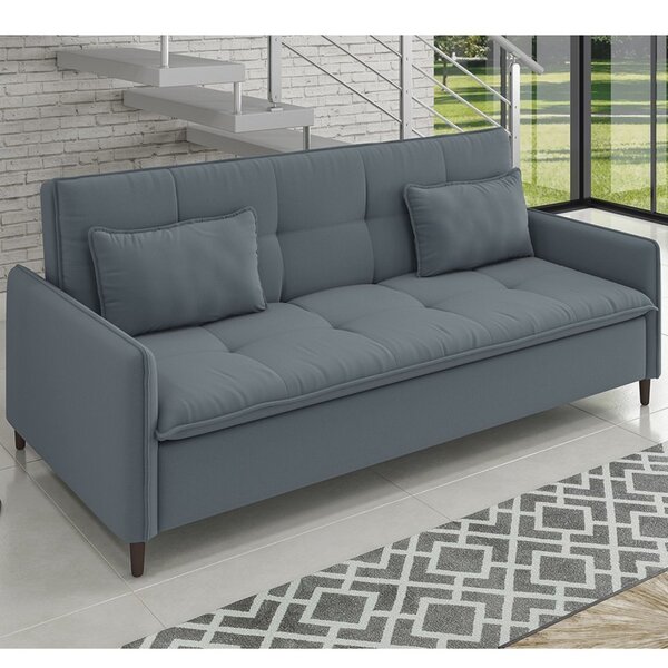 Sofá Cama Reclinável 3 Lugares 213cm Veludo Lima Celeste