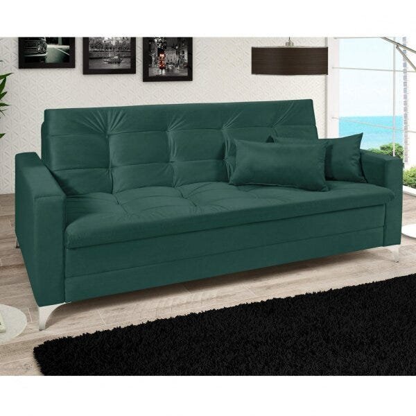 Sofá Cama Reclinável 3 Lugares Facility  Verde