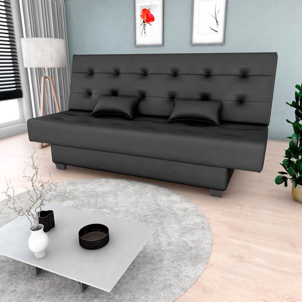 Sofá Cama Reclinável 3 Lugares Laila  Korino Preto