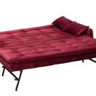 Sofá Cama Reclinável Com Cama Auxiliar Madalena - Veludo Vinho