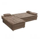 Sofá Cama Reclinável Com Chaise Penelope - Marrom Dourado