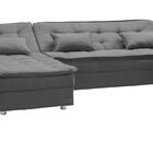 Sofá Cama Reclinável Com Chaise Penelope - Veludo Chumbo