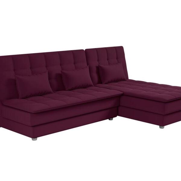 Sofá Cama Reclinável Com Chaise Penelope - Veludo Turkey Vinho