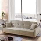 Sofá Cama Reclinável Em Linho Istambul Bege