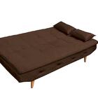 Sofá Cama Reclinável Pés De Madeira Antonella - Marrom Escuro