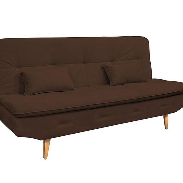 Sofá Cama Reclinável Pés De Madeira Antonella - Marrom Escuro
